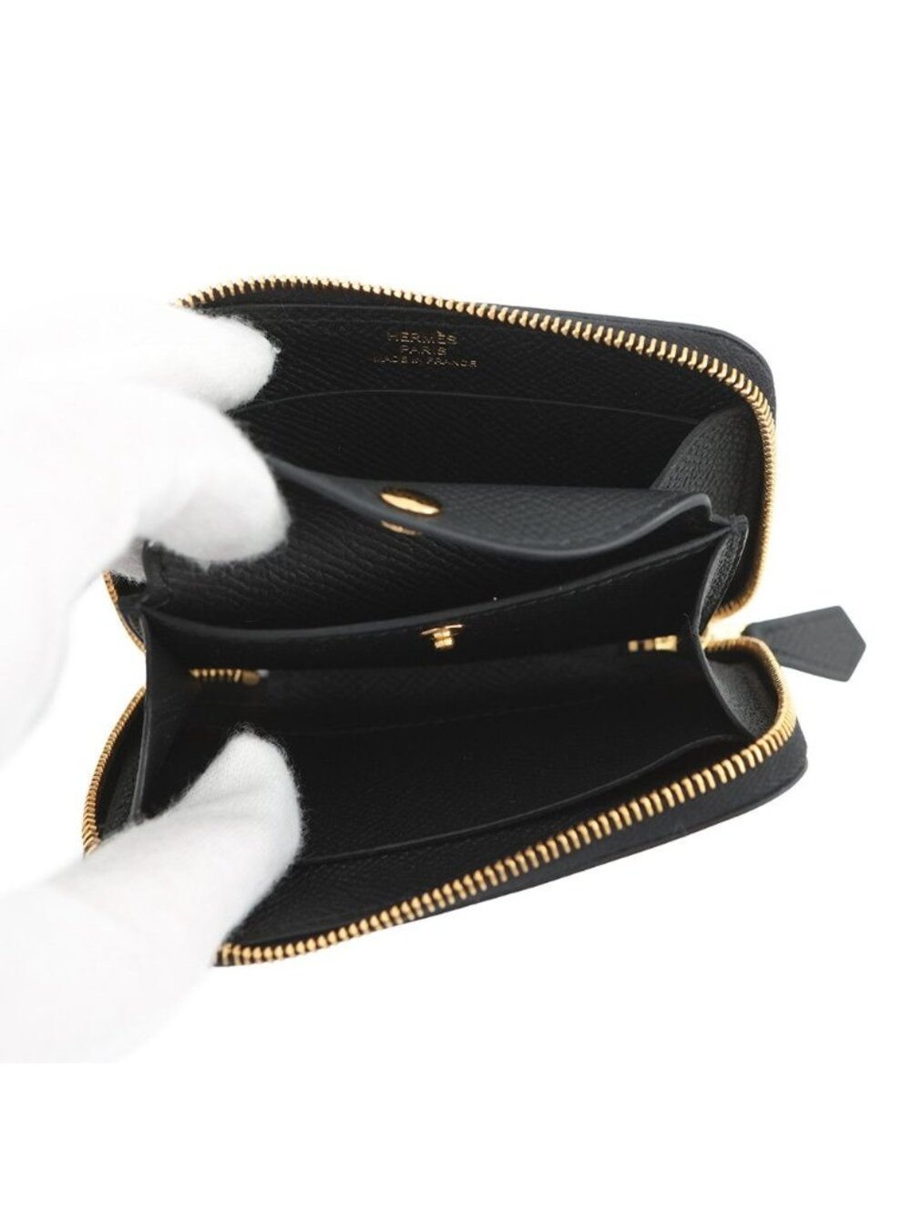 Hermes Coin Case Macaron Compact Black Gold Epsom Shoulder - Picture 4 of 6